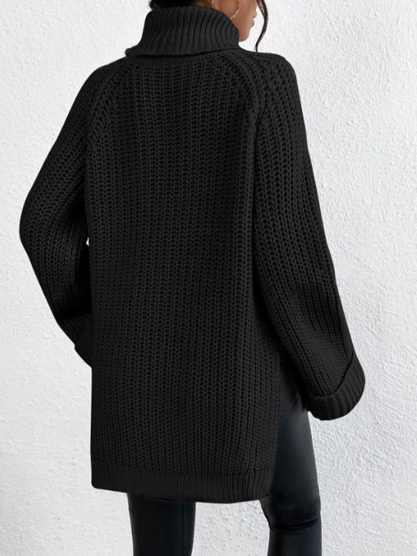 Cozy Side-Slit Turtleneck Sweater