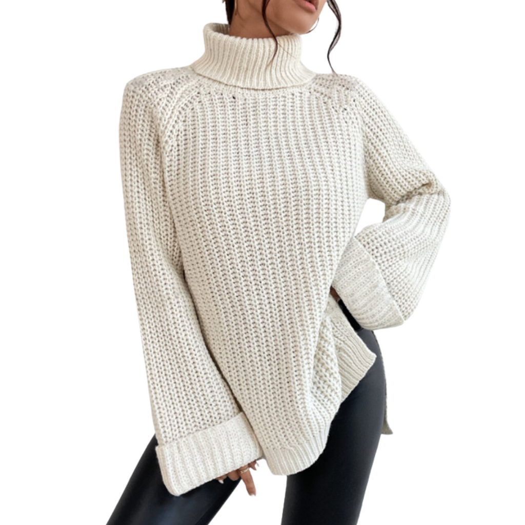 Cozy Side-Slit Turtleneck Sweater
