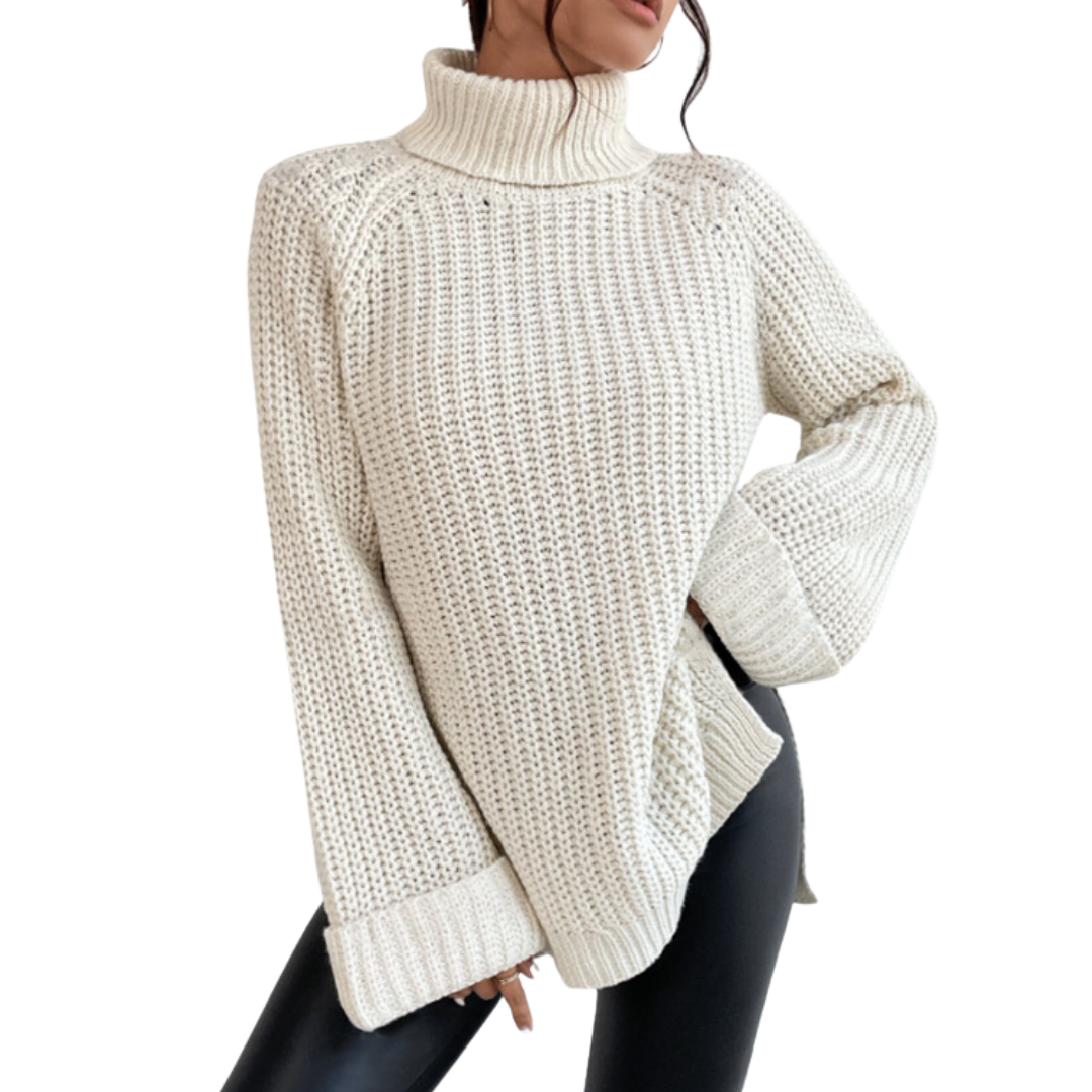 Cozy Side-Slit Turtleneck Sweater