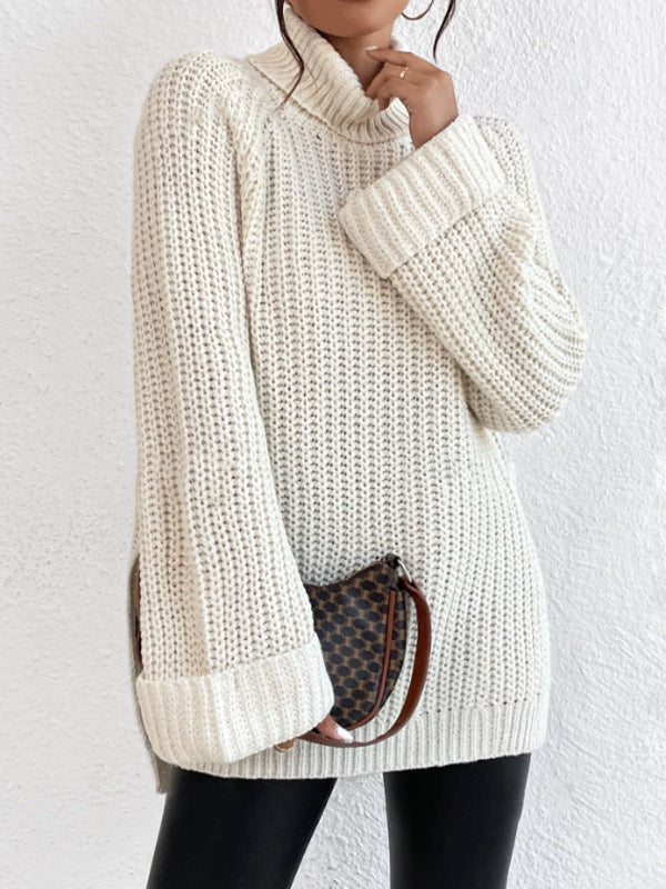 Cozy Side-Slit Turtleneck Sweater