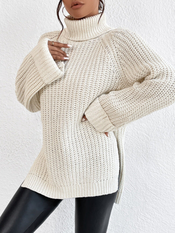 Cozy Side-Slit Turtleneck Sweater