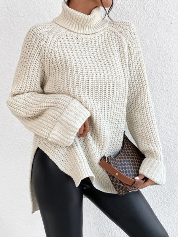 Cozy Side-Slit Turtleneck Sweater