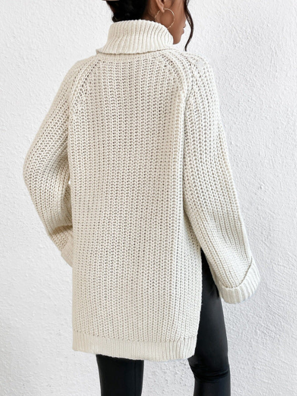 Cozy Side-Slit Turtleneck Sweater