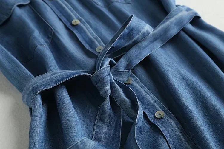 Denim Belted Shirt Dress