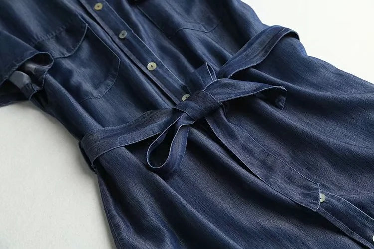 Denim Belted Shirt Dress