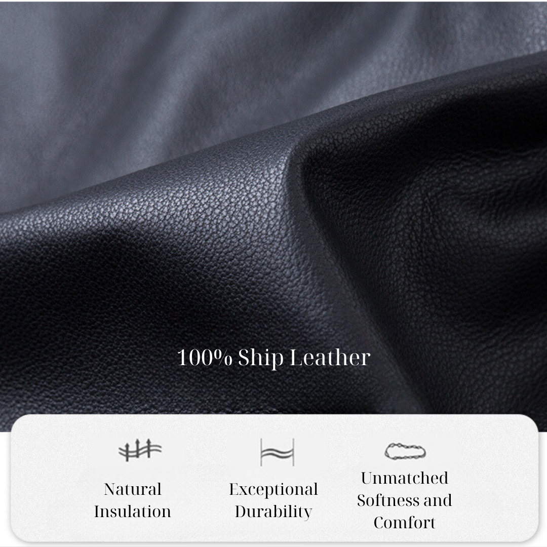 Noir Élite Leather Hooded Coat