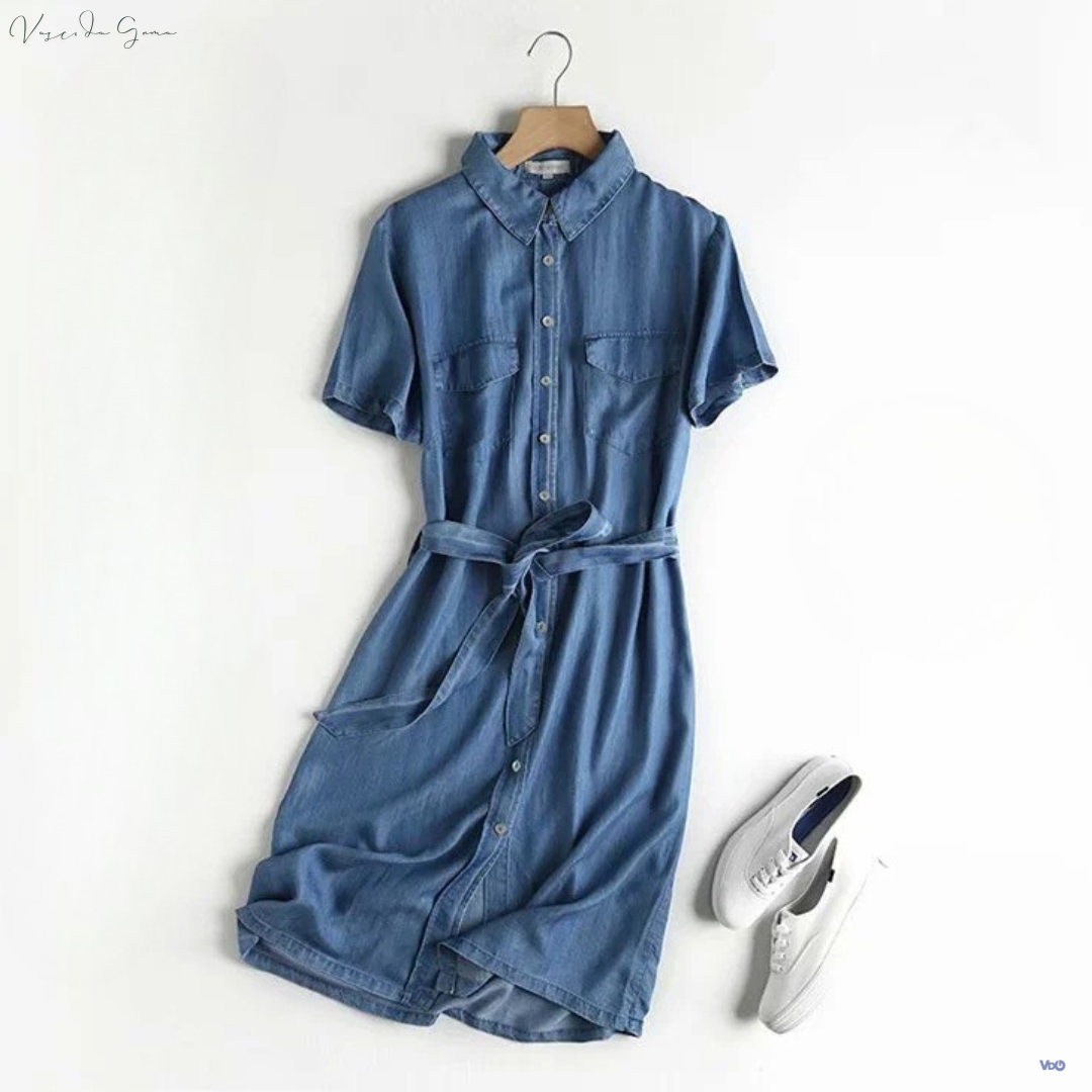 Denim Belted Shirt Dress